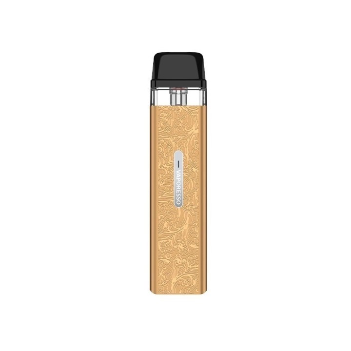 Vaporesso XROS Mini 0.8 Pod Mod altın renkli, desenli gövde.