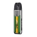 Voopoo Argus Pod Mod gümüş yeşil sarı desenli, dijital ekranlı elektronik sigara.