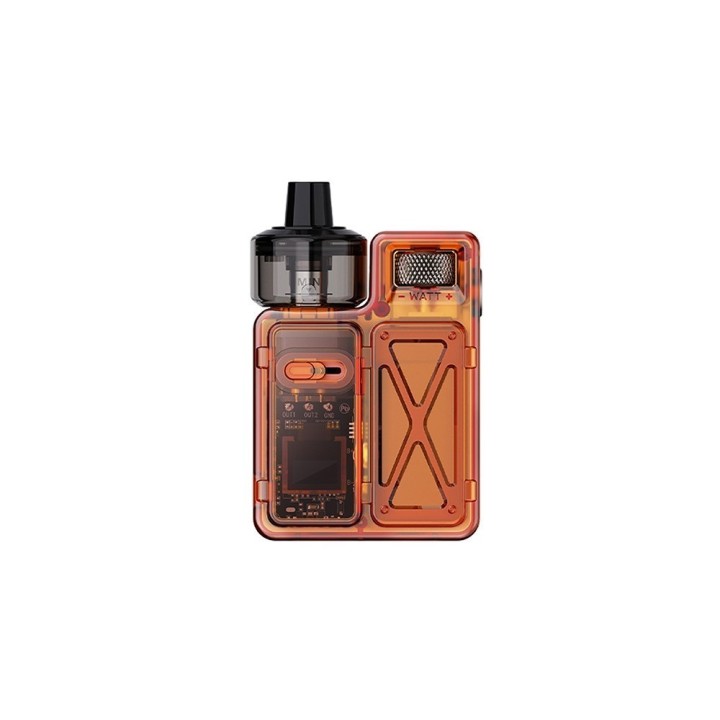 Uwell Crown M Pod Mod şeffaf turuncu, kompakt ve ayarlanabilir watt.