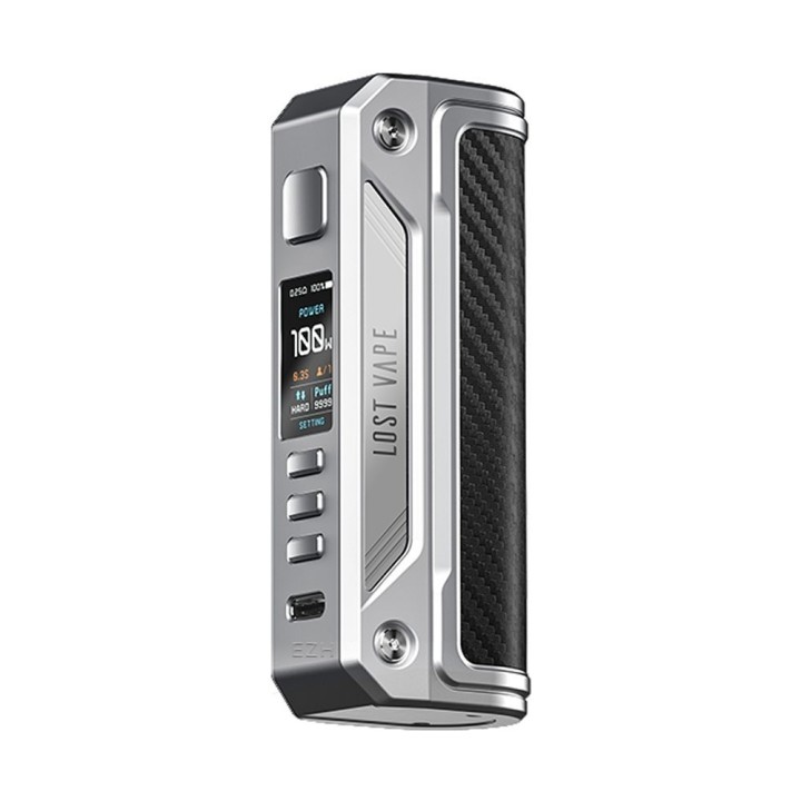 Lost Vape Thelema Solo 100W Pod Mod gümüş renkli karbon fiber kaplama