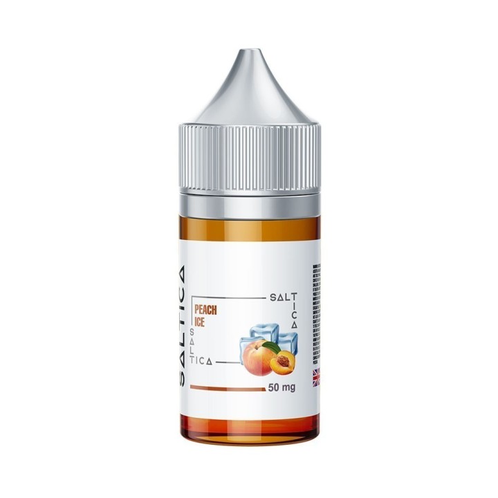 Saltica Peach Ice Salt Likit 50mg, şeftali ve buz aromalı e-likit.