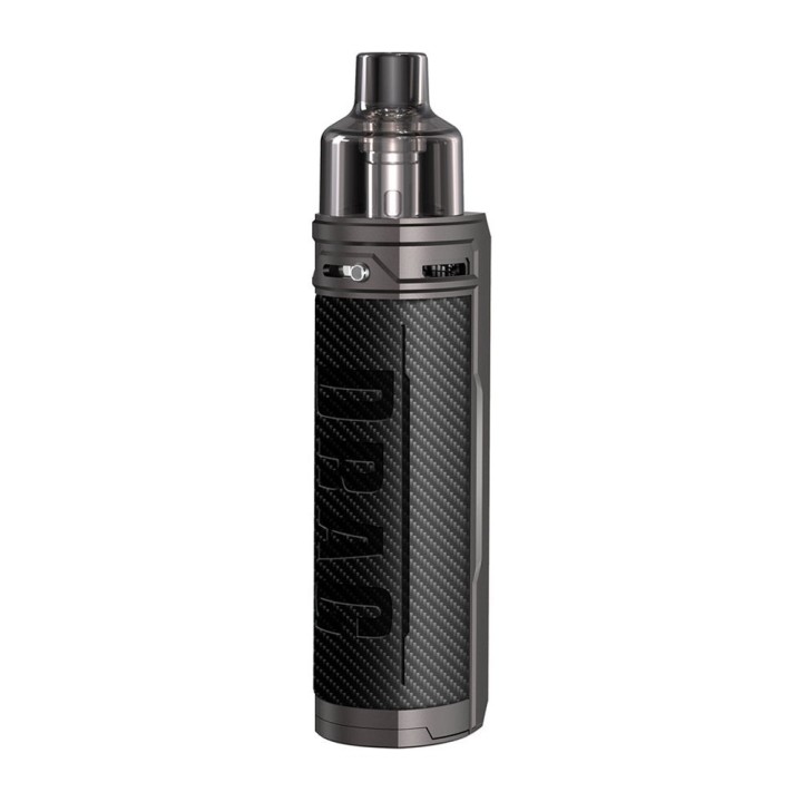 Voopoo Drag X Pod Mod, karbon fiber kaplama, gri renkli elektronik sigara.
