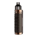 Voopoo Drag X Pod Mod kahve deri kaplama, bronz detaylı elektronik sigara.