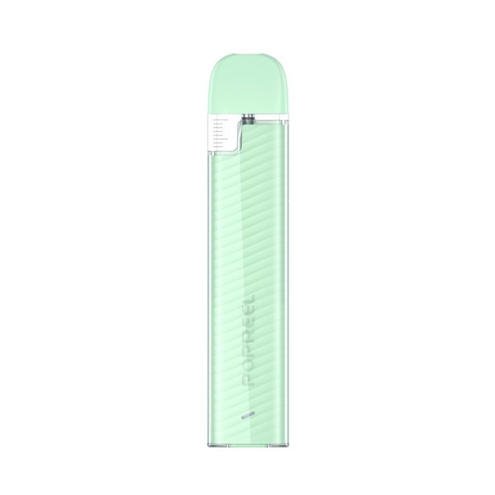 Uwell Popreel P1 Pod Mod Mint Yeşil, şeffaf gövde, kompakt tasarım.