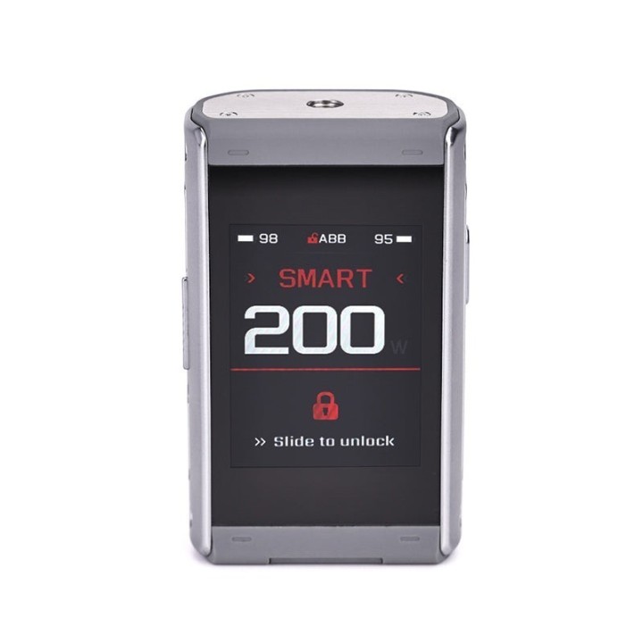 GeekVape T200 Pod Mod gümüş renkli, 200W ekran görüntüsü.