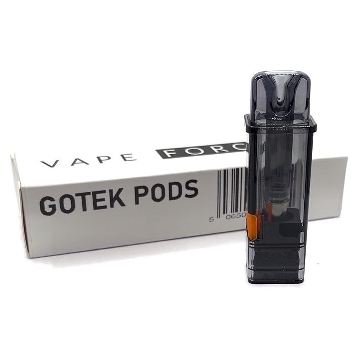 Aspire Gotek Kartuş, koyu renkli yedek pod ve kutu ambalajı.