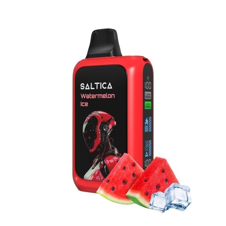 Saltica Cyber 18000 Watermelon Ice kullan at elektronik sigara kırmızı.