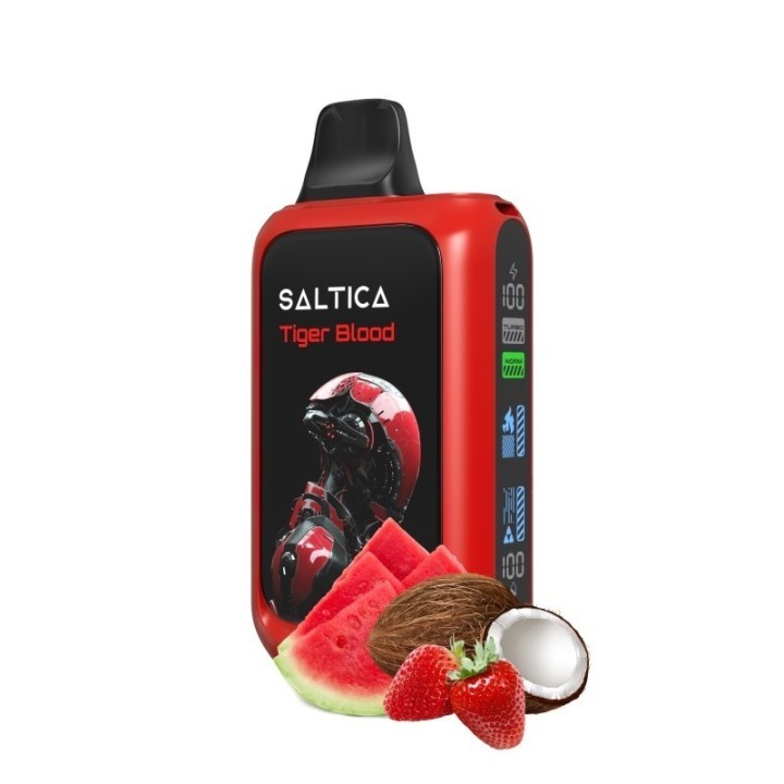 Saltica Cyber 18000 Tiger Blood kullan at, çilek karpuz hindistan cevizli aroma