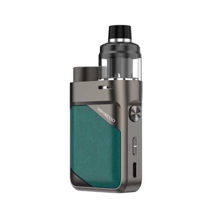 Vaporesso Swag PX80 Pod Mod yeşil gri, kompakt elektronik sigara cihazı.