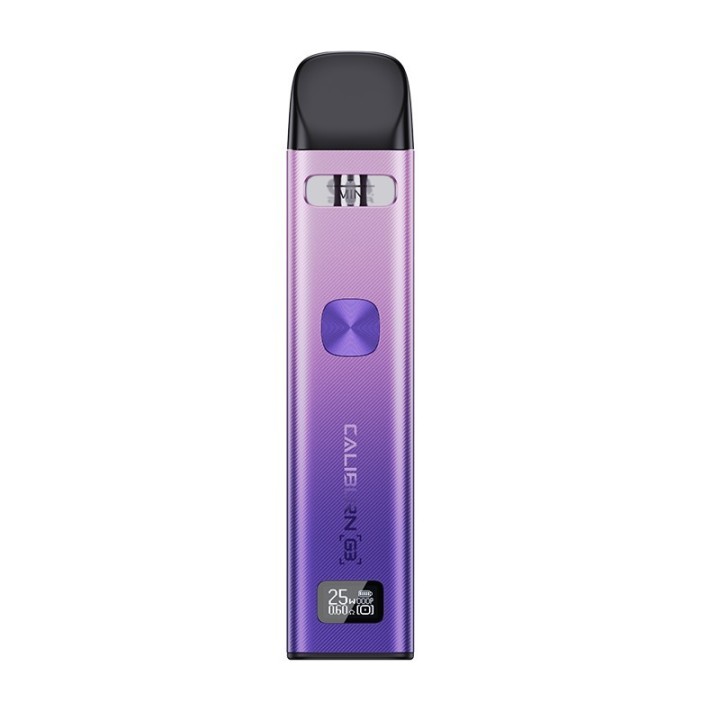 Uwell Caliburn G3 Pod Mod mor renkli, ekranlı dijital sigara.