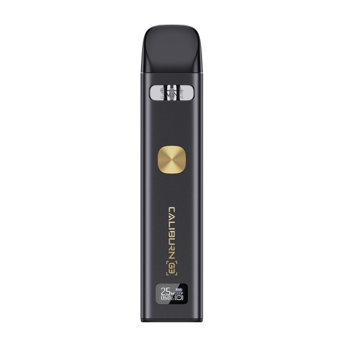 Uwell Caliburn G3 Pod Mod Siyah, Altın Düğmeli, Dijital Ekranlı