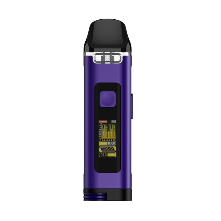 Uwell Crown D Pod Mod mor renkli, ekranlı elektronik sigara cihazı.