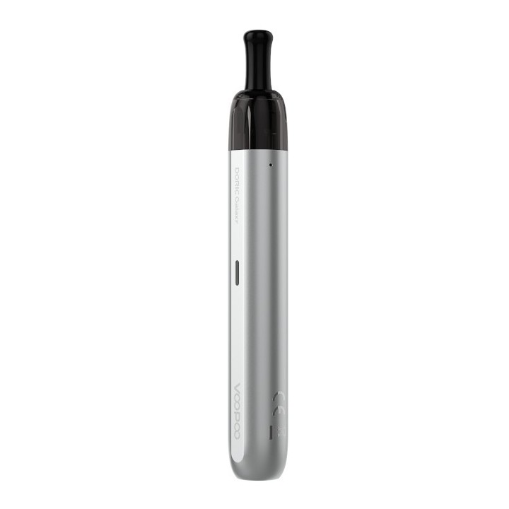 Voopoo Doric Galaxy Pen Pod Mod gümüş renkli, kompakt elektronik sigara.
