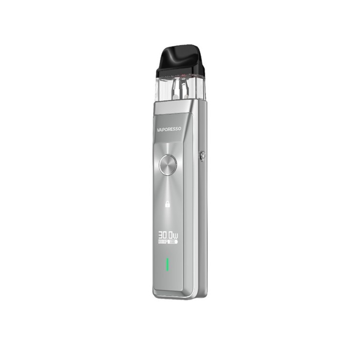Vaporesso XROS Pro Pod Mod Gümüş renkli, dijital ekranlı elektronik sigara.