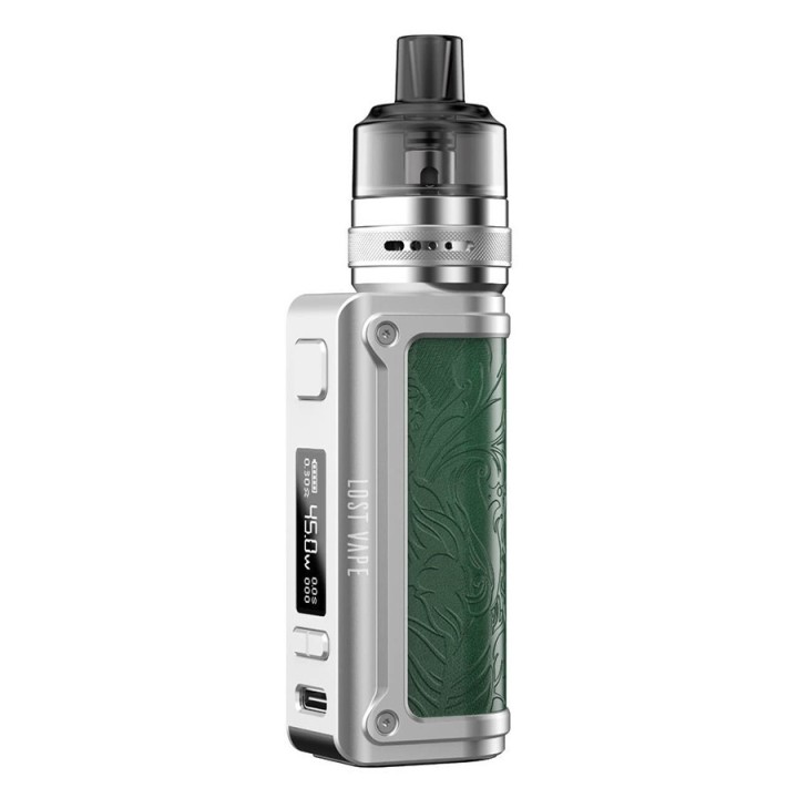 Lost Vape Thelema Mini Pod Mod Gümüş Yeşil Deri Desenli Elektronik Sigara