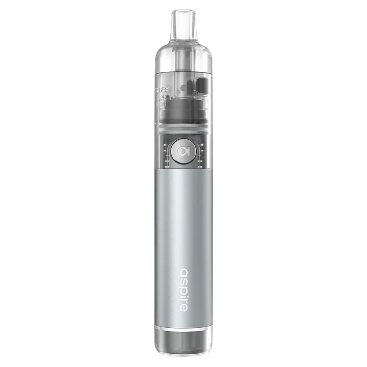 Aspire Cyber G Pod Mod gümüş renkli, şeffaf tanklı elektronik sigara