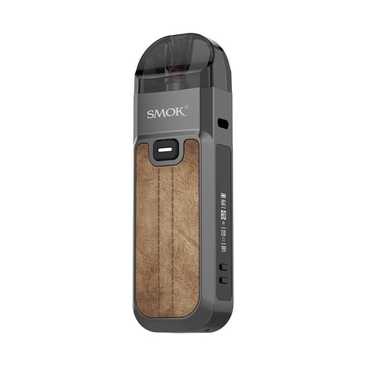 Smok Nord 5 Pod Mod gri gövde kahverengi deri kaplama elektronik sigara