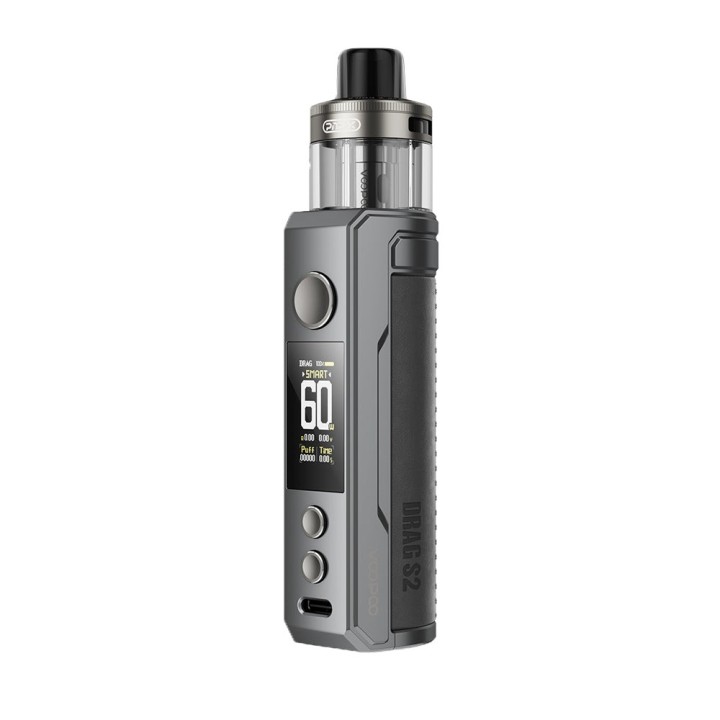 Voopoo Drag S2 Pod Mod gri renkli, dijital ekranlı elektronik sigara
