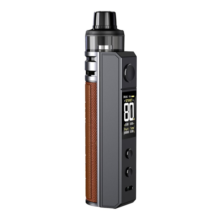 Voopoo Drag H80s Kit Pod Mod Gri Koyu Kahverengi Deri Detaylı