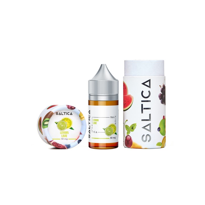 Saltica Lemon Lime Salt Likit 50mg şişe ve kutu ambalajı