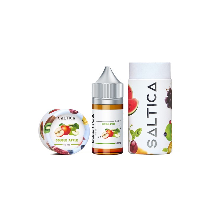 Saltica Double Apple Salt Likit 50 mg şişe ve ambalaj seti