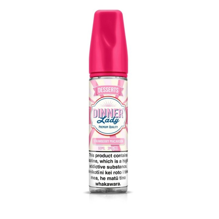Dinner Lady Çilekli Macaron E Likit, Pembe Kapaklı 60ml Premium Likit