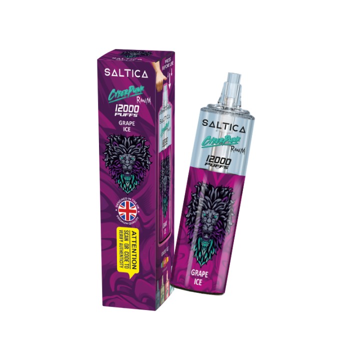 Saltica Cyberpunk 12000 Kullan At Grape Ice, Mor Ambalajlı Tek Kullanımlık Vape
