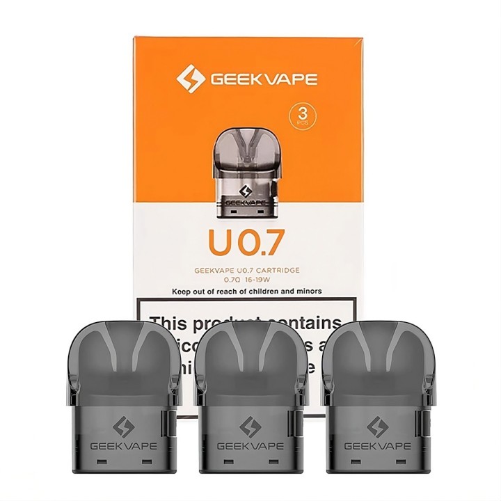 GeekVape U0.7 Kartuş 3'lü Paket, 0.7ohm Coil, Gri