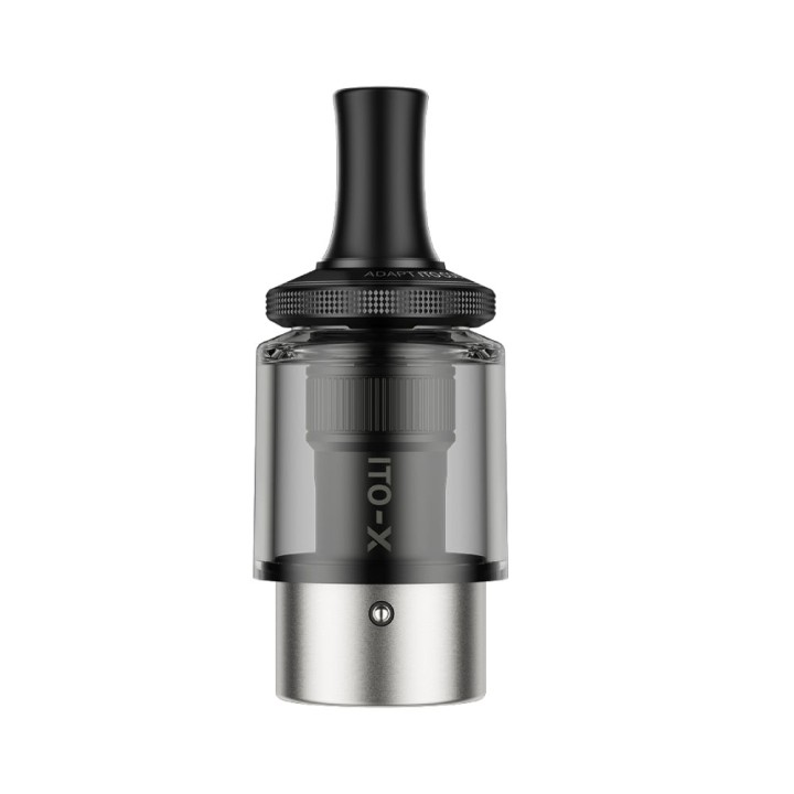 Voopoo ITO X Kartuş tankı, şeffaf cam ve siyah/metal detaylı.