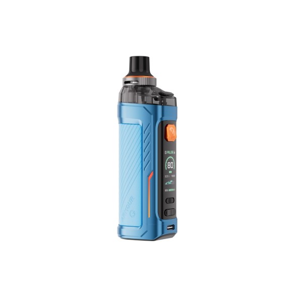 Vaporesso Armour G Pod Mod mavi cihaz, dijital ekranlı, kompakt e-sigara.