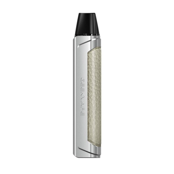 GeekVape Aegis 1FC Pod Mod gümüş renkli, deri detaylı kompakt elektronik sigara