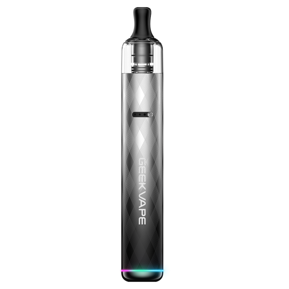 GeekVape Wenax S3 Pod Mod Gümüş, elmas desenli, kompakt elektronik sigara.
