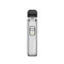 Smok NOVO Master Pod Mod gümüş renkli, düğmeli, örgü desenli elektronik sigara.