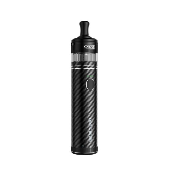 Voopoo Doric 60 Pro Pod Mod karbon fiber desenli siyah elektronik sigara.