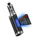 Aspire Zelos X Pod Mod, siyah ve gümüş renkli, parlak ekranlı elektronik sigara.