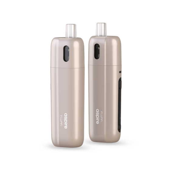 Aspire Fluffi Pod Mod açık bej/şampanya renkli, kompakt elektronik sigara cihazı.