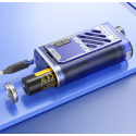 Aspire Cloudflask X Pod Mod mavi, şarj olurken pil takılı görünümü.