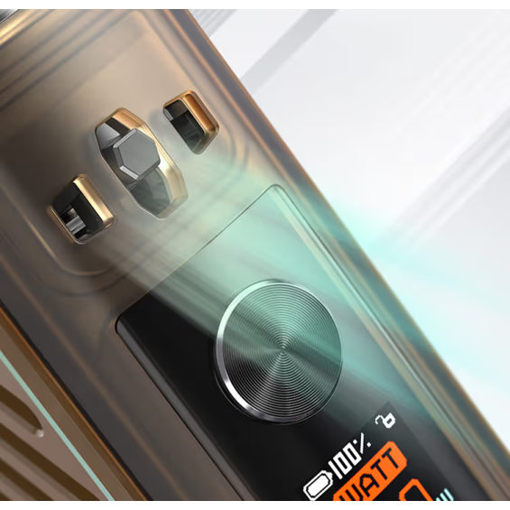 Aspire Cloudflask X Pod Mod detaylı ekran ve ayar tuşları yakın çekim.