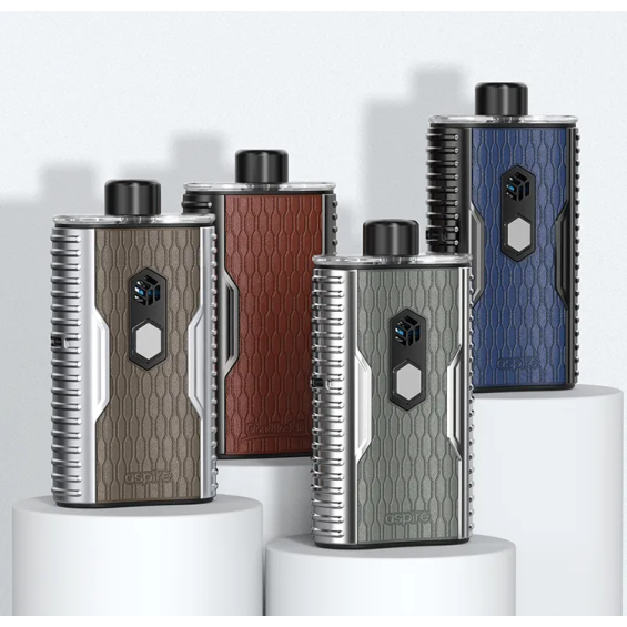 Aspire Cloudflask III Pod Mod çeşitleri: Gri, Mavi, Kahve renkli.
