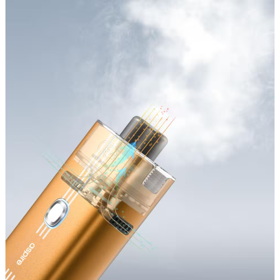 Aspire Cloudflask S Pod Mod altın rengi, detaylı iç mekanizma gösterimi