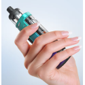 Aspire Veynom EX Pod Mod turkuaz/mor renk, elde tutuşlu gösterim.