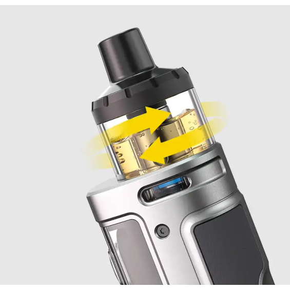 Aspire Veynom LX Pod Mod üstten dolum mekanizması ve likit göstergesi.