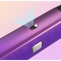Aspire Flexus Pro Pod Mod mor gövde, ateşleme ve ayar düğmesi detayları.