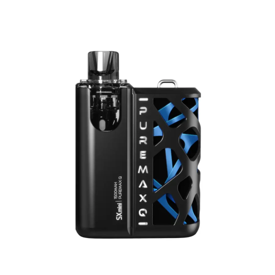 SXmini PureMax Q Pod Mod Siyah Mavi, 1500mAh, şık tasarım.