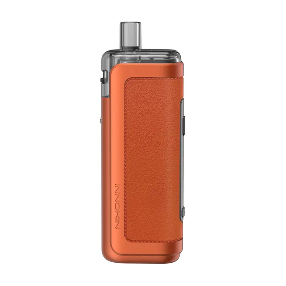 Innokin Coolfire P60 Pod Mod turuncu renkli, deri görünümlü, kompakt elektronik sigara.