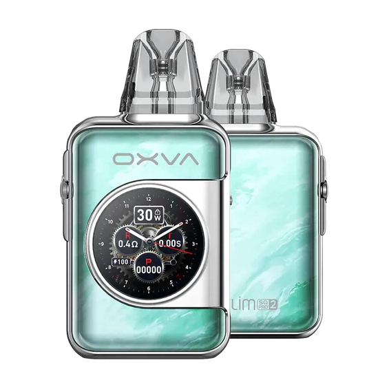 OXVA Xlim SQ Pro Pod Mod Mavi, renkli ekranlı kompakt elektronik sigara.