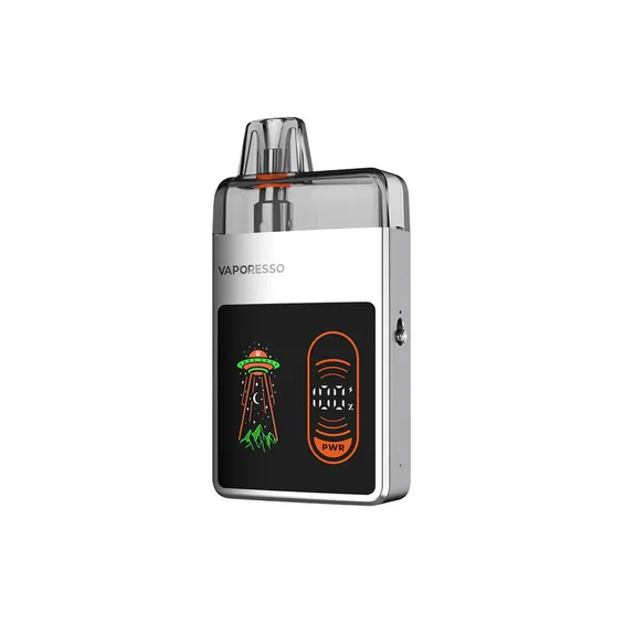 Vaporesso Eco Nano Pro Pod Mod gümüş renkli, UFO ekranlı elektronik sigara.