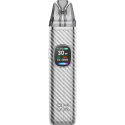 OXVA Xlim Pro Pod Mod gümüş karbon fiber desenli, 30W ekranlı elektronik sigara.