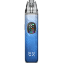 OXVA Xlim Pro 30W Pod Mod mavi ahşap desenli, ekranlı elektronik sigara.