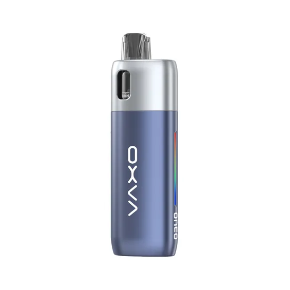 Mavi OXVA Oneo Pod Mod elektronik sigara cihazı, şık metalik tasarım.